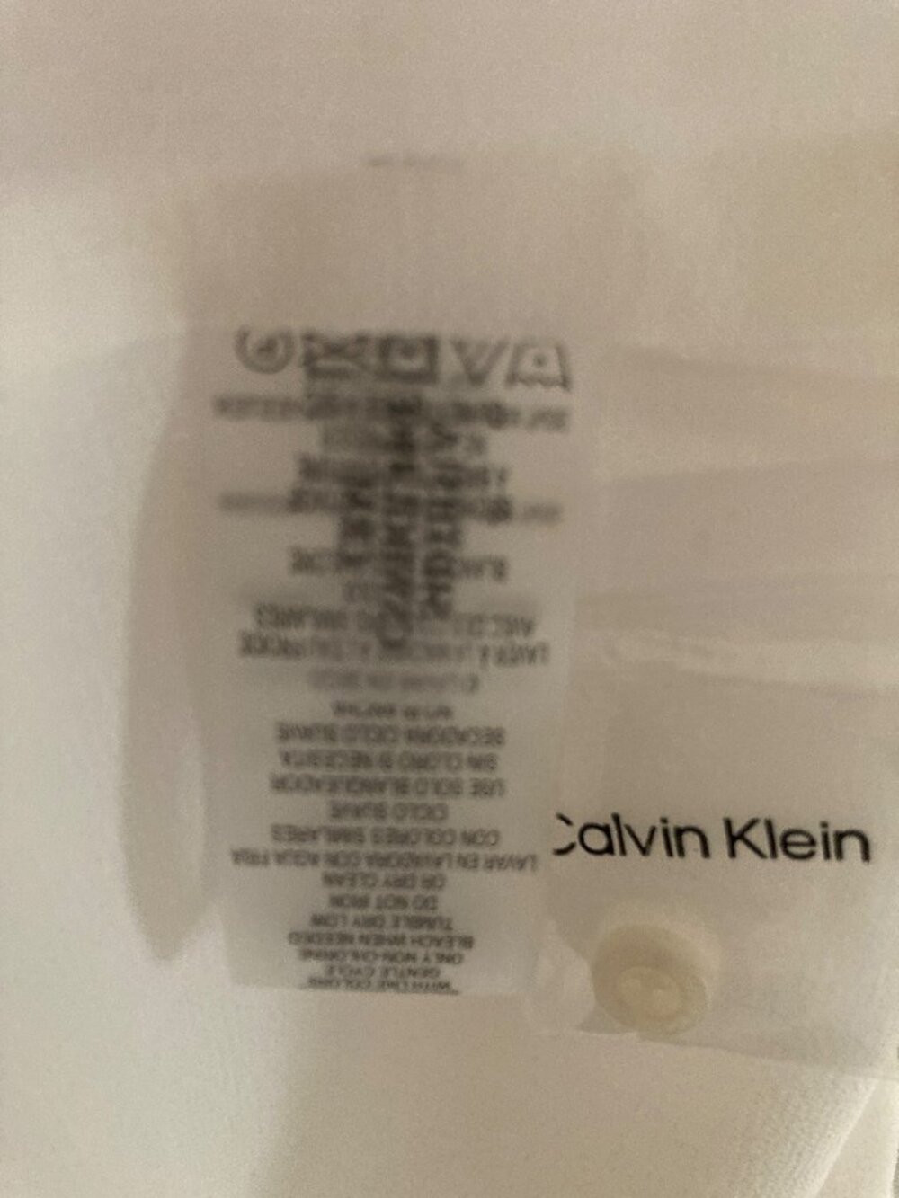 Calvin Klein White Front Tie Neck Blouse White Wide Open End Long Large Sleeve - Picture 6 of 7